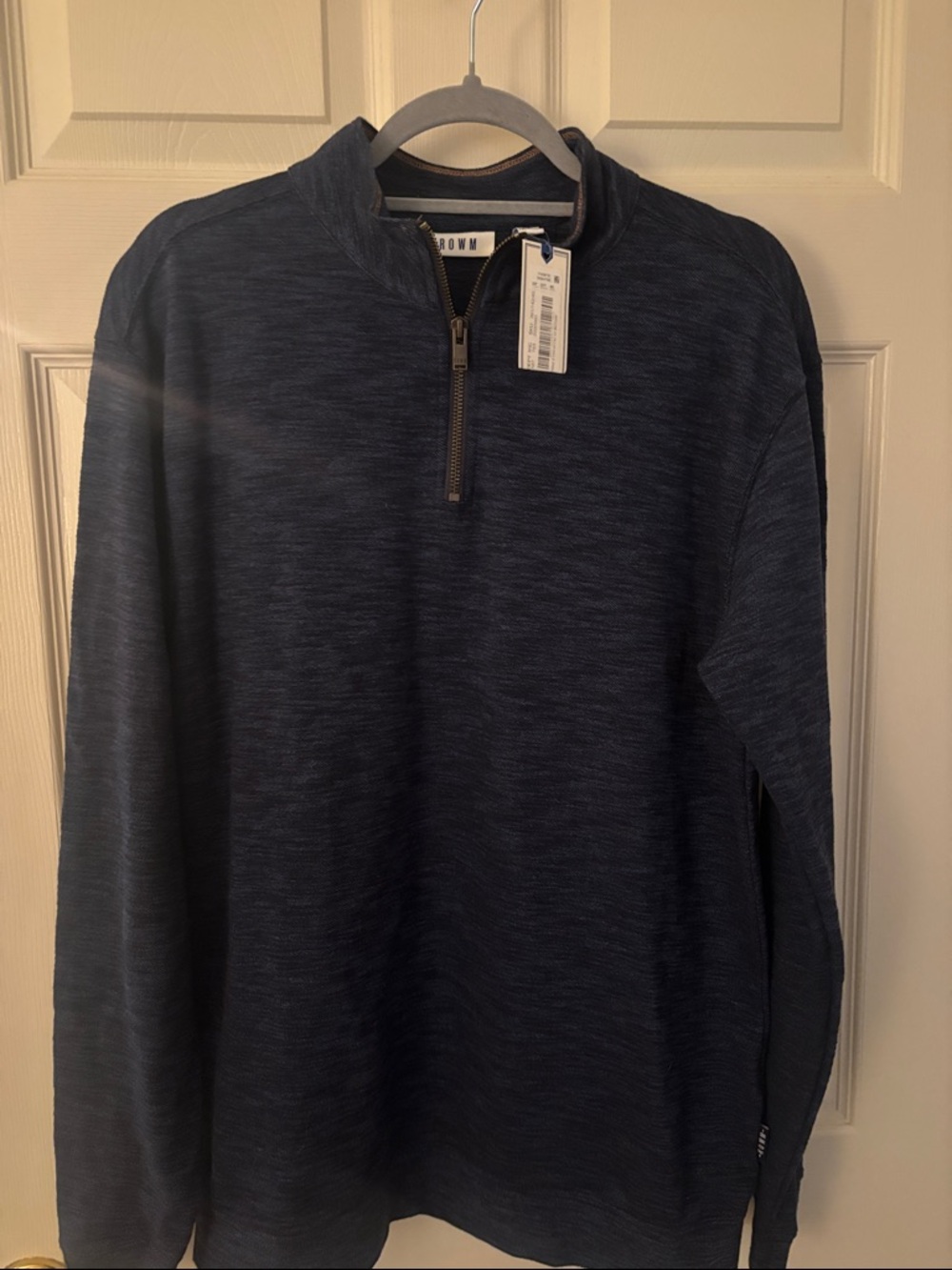 Men's Medium Zip-Front Pullover in Navy